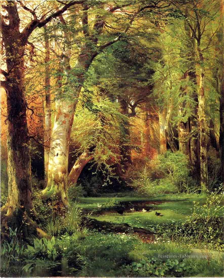 Scène forestière paysage Thomas Moran Peintures à l'huile